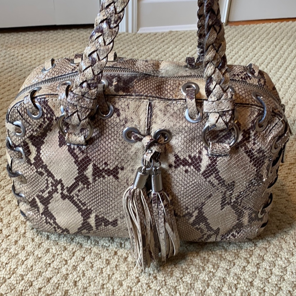 Michael Kors Python Skin Medium Tote With Tassles - image 1